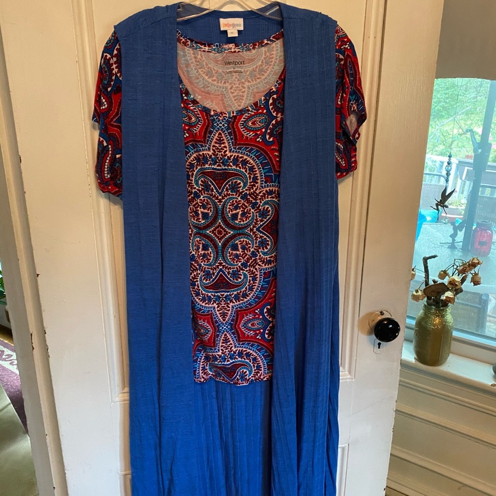 Lula Roe Joy, Long Vest XL